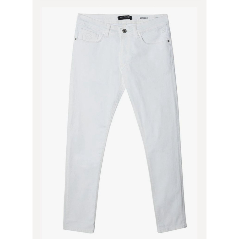 Men's Ron Tomson White Milano Fit Jeans W 38 L 32 Straight Taper Leg